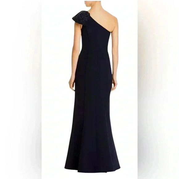 Aidan Mattox One Shoulder Beaded Navy Gown Size 14 NWT - Picture 2 of 8